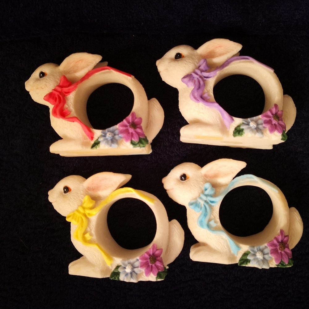 SALE Gorgeous Resin Bunny Napkin Rings